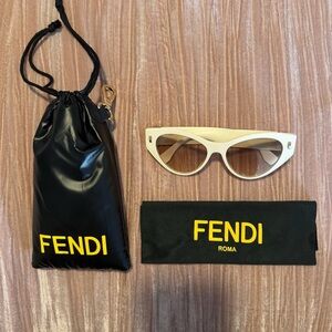 Fendi Ivory Cat-Eye Sunglasses